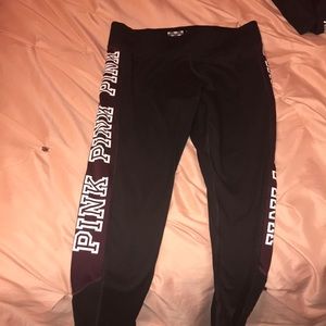 Pink leggings black and maroon on sides